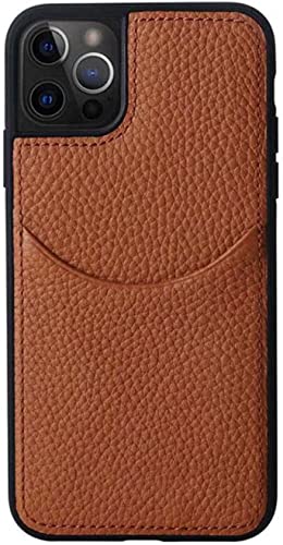 Étui en cuir iPhone 14 Plus premium marron texturé avec fente porte-carte