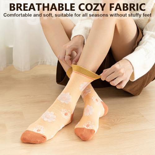 Image of IIG Womens Novelty Cotton Crew Socks Cute Animals Socks Fun Flower Socks (fit women's shoe size 5-9)