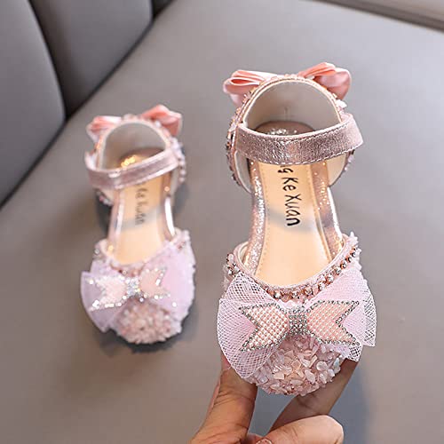 Fashion Spring And Summer Girls Sandals Dress Dance Performance Princess Shoes Light Sequin Mesh Bow Kids Shoes Slides3