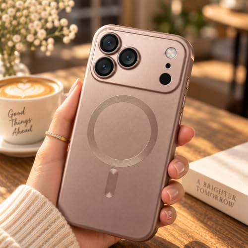 Image of amazon basics Premium Mag-Safe Case for iPhone 17 Pro | Shockproof & Anti-Scratch Cover | Soft Silicone with Wireless Charging | Camera Lens Guard - Rose Gold