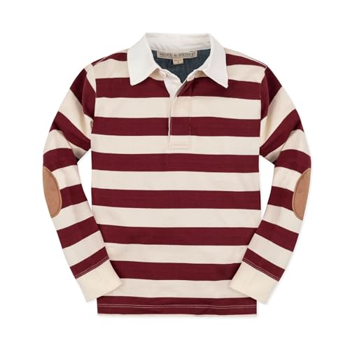 Hope & Henry Baby Boys' Organic Long Sleeve Rugby Shirt, 6-12 Months, Oxblood and Ivory Rugby