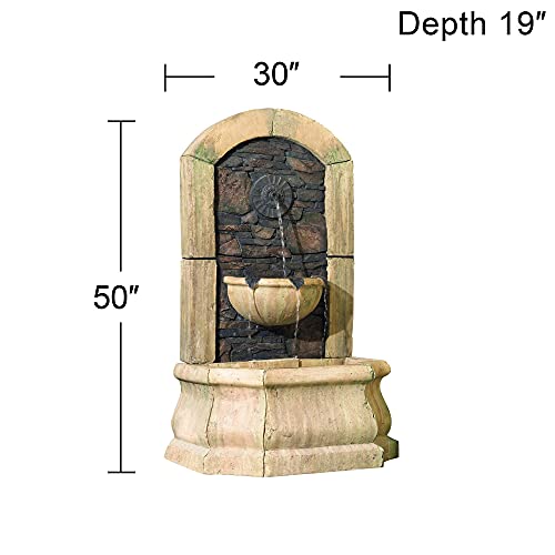 Serena Rustic Outdoor Floor Water Fountain Faux Slate Stone 50" For Yard Garden Patio Backyard Deck Home Lawn Porch House Exterior Balcony - John Timberland #TOP4