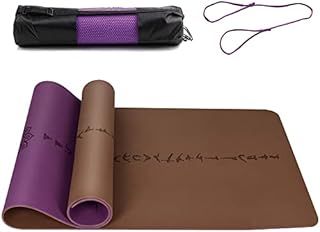 DAWAY Eco Friendly TPE Yoga Mat Y8 Wide Thick Workout Exercise Mat, Non Slip Hot Pilates Mats, Body Alignment System,Tear Resistant, with Carrying Strap, 72"x 26" Thickness 6mm