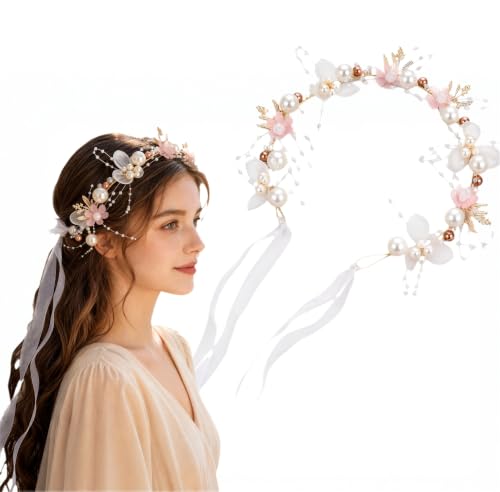 Couronne fleur cheveux Rose 40CM accessoire mariage fille Bekecidi