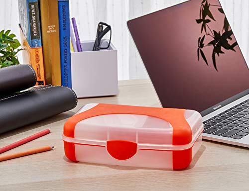 Image of LockerMate by Bostitch Hard Pencil Case, Durable Plastic Pencil Box, Kid-Friendly Colors in Pink & Orange, 2-Pack