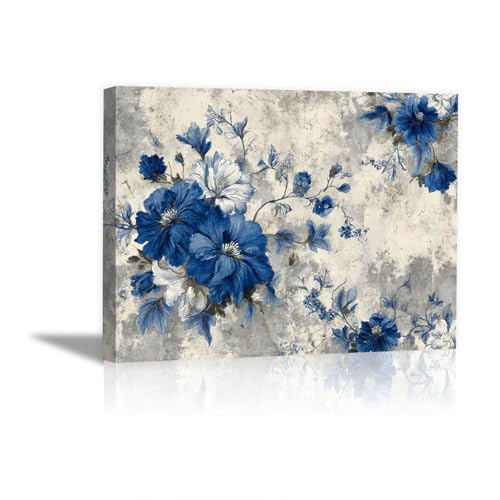 Affiche fleur bleue HOQIU haut de gamme 70x100cm encadrée pour maison