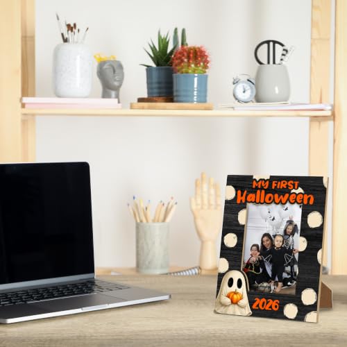 Vodbok Halloween Picture Frame 4 X 6 Photo 2026, My First Halloween Frame, Cute Ghost Pumpkin Wooden Picture Frame For Baby, Halloween Party Favors Decorations. - image 5