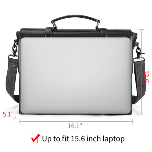 Leather Messenger Bag for Men Vintage 15.6 Inch Waterproof Leather Laptop Briefcase Large Satchel Shoulder Bag