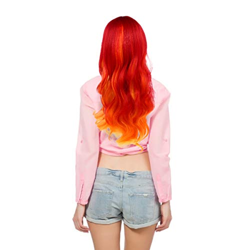 FRCOLOR Peruca Longa Cacheada Feminina Gradiente Cor Ondas Grandes Peruca Com Franja Peruca Lolita F
