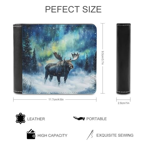 Moose Northern Light Bi-fold Men's Wallets with 6 Card Holders Slim PU Leather Purse Outdoor Money Clip2