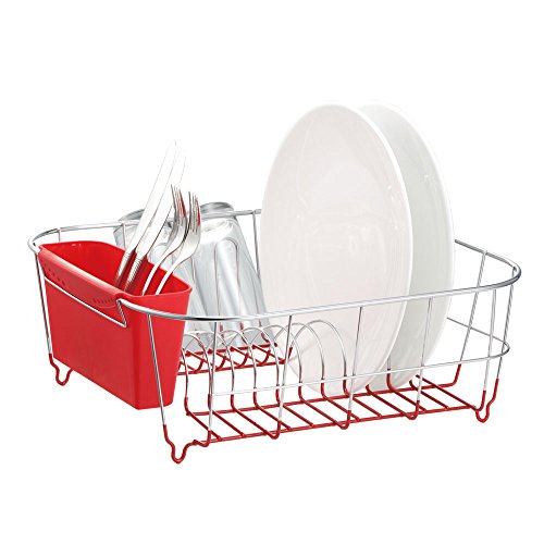 Neat-O Deluxe Chrome-Plated Steel Small Dish Drainers (Red)