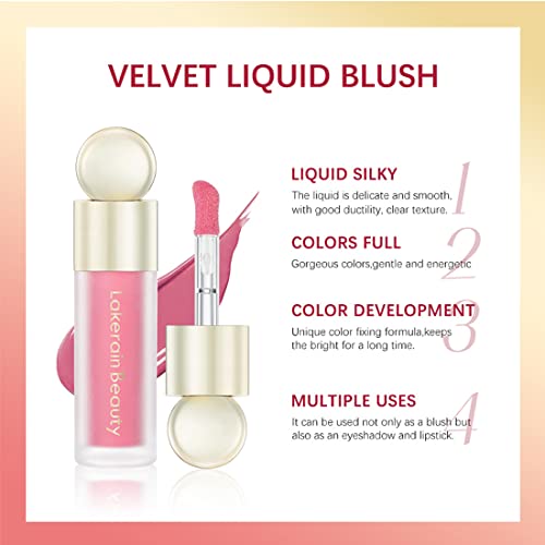 Liquid Blush For Cheeks,Lightweight Breathable Feel,Natural Looking,Silky Smooth Creamy Formula,Velvet Mousse Highly Pigmented Waterproof Long-Wearing,Blends Perfectly Onto Skin Nude Pink（0.26Oz） #TOP2