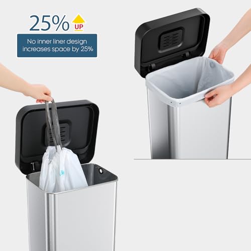 Papelera de acero inoxidable 50L con pedal y compartimiento miniatura 5