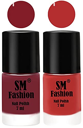 Image of Long Lasting Nail Polish | Nail Paint Combo 7 ml Each) - Set of 2 Lip-Coral Pink