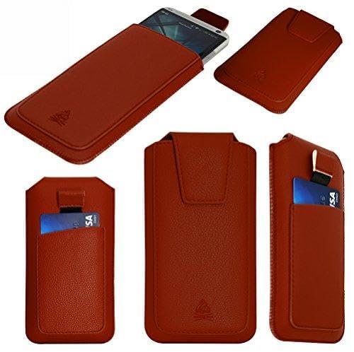 Gorilla Tech HTC One Mini Étui Pochette Horizontale avec Boucle Et Clip Fermeture Magnétique Couleur: Marron