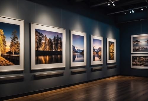 STAS Cliprail Pro Picture Hanging System Set - Covers 19.69 ft of Wall Space - Heavy Duty Picture Rail & Art Hanging Gallery Kit Without Nails - Home or Museum (Matte Silver Rails, 8 Hooks & Cords)
