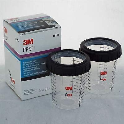 3M Accuspray 16115 Gravity Feed 6oz Cups and Collars - 2 of Each