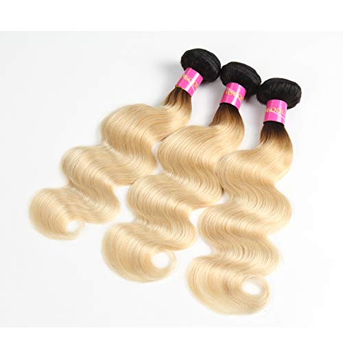 Unprocessed Brazilian Virgin Hair Brazilian Remy Hair Ombre Body Wave Bundles 1 pcs 10 inch 100 g/pcs Total 100 g Human Hair Extensions Hair Weaving (10 inches, 1B/613)