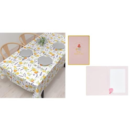 【母の日セット品】スタンダードタイプ テーブルクロス (142cm×210cm) 綿100% ソレイユプロヴァンス +サンリオ メッセージカード カーネーション花瓶