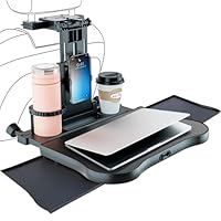 Auto Tisch mit Ausziehbarem Tablett und Getränkehalter, Auto Tisch Kinder für Rücksitz Beifahrer, Tragbarer Autositz Tabletttisch, Au-to Rücksitztisch, Teleskopischer Au-to Rücksitz Tabletttisch