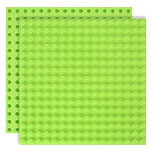 2 Pcs Placa de Construcción Compatible con Lego Duplo, Placa Base de 25x25cm, Juego de Placas Verdes Compatible con Lego, Juego Creativo, Verde Hierba