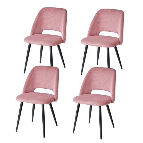 GrandCA HOME Lot de 4 Chaises de Salle à Manger Modernes, Dossier Creux en Velours Côtelé, Rembourrées, pour Salle à Manger, Cuisine, Salon et Chambre...