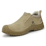 ZCBYBT Chaussures De Sécurité De Soudeur Anti Brûlure Chaussures De Travail Indestructibles Sneakers en Acier, pour Le Site De Construction De Soudage,Marron,41 EU