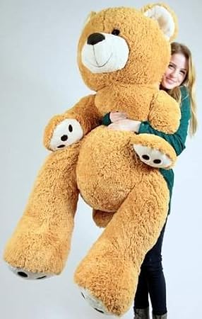 Big Plush Giant Teddy Bear Almost Five Feet Tall Honey Brown Color Soft Smiling Big Teddybear 55 Inches Premium Plush Bear