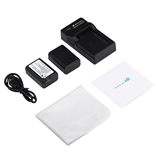 Powerextra 2 Pack NP-FW50 Reemplazo Batería Rercargable y Cargador para Sony Alpha a6500, a6300, a6000, a7s, a7, a7s ii, a7s, a5100, a5000, a7r, a7 ii Digital Cámara