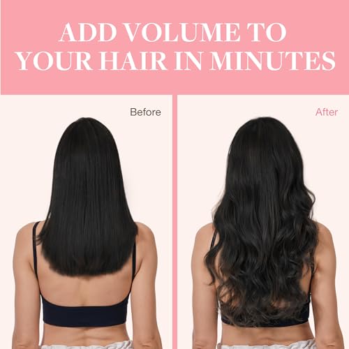 Image of GOO GOO Clip in Hair Extensions Real Human Hair, Remy Human Hair Extensions Clip ins for Women, Natural Human Hair, 26inch 135g 7Pcs, 1 Jet black