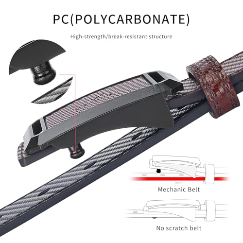Tsa Approved Airport Security Hypoallergenic Plastic Non Metal Nickel Free Mechanic No Scratch Leather Belt 1.5"4