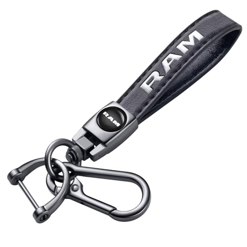 TACOMA Genuine Leather Car Keychain for Dodge RAM 1500 2500 3500 Key Chain for Men and Women Family Present Key Ring Accessories(Black)