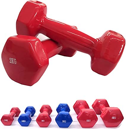 Lupex Shop Lenkergewichte mit PVC-Beschichtung, rutschfest, 1 Paar Hanteln von 5 - 10 - 15 - 20 kg, Fitnessstudio Body Bulding