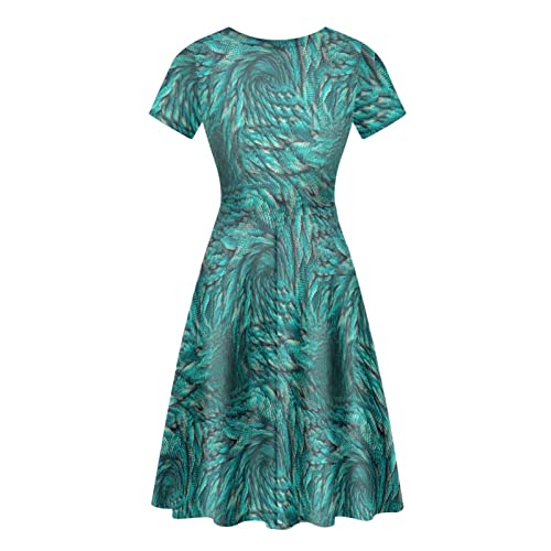 Image of Irisjudy T Shirt Dress for Women Short Sleeve Girls Short Sleeve Dress Plus Size, O Neck Knee Length Midi Dress for Ladies