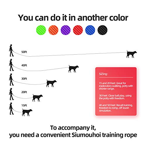 Siumouhoi Dog/Puppy Obedience Recall Training Agility Lead- 15Ft 20Ft 30Ft 40Ft 50Ft Long Leash -For Training Leash, Play, Safety, Camping,Or Backyard (50Feet, Purple) #TOP4
