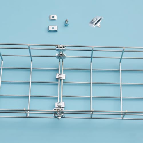 NAYDMHN 50 Pack Wire Mesh Cable Tray Coupler Kit, Steel Bracket Hardware Components for Cable Management, End-to-End Splice Connector Reinforced Joint Clamp Fit 4mm - 6mm Dia. Basket Cable by NAYDMHN - Image 4