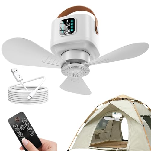 Ventilateur de plafond pour tente rechargeable luminaire gazebo et grand garage