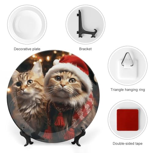 Plato decorativo de porcelana Christmas Cat 7 pulgadas miniatura 3