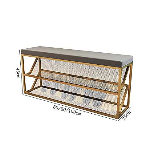 Banc à chaussures d'entrée avec étagère à 3 niveaux et coussin - 7