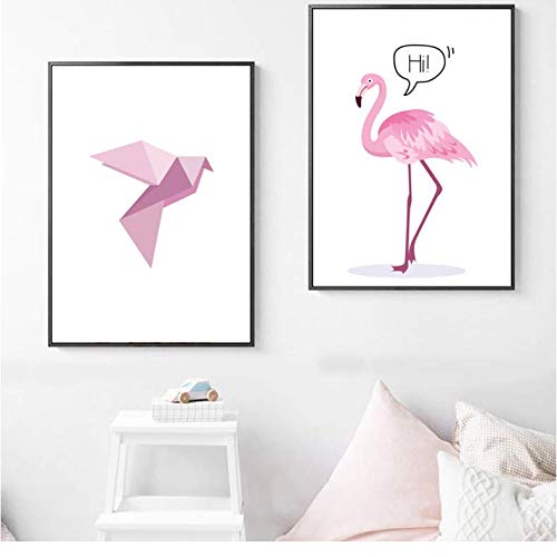 Tableau flamant rose 50x70cm pour habiller un mur vide sans cadre