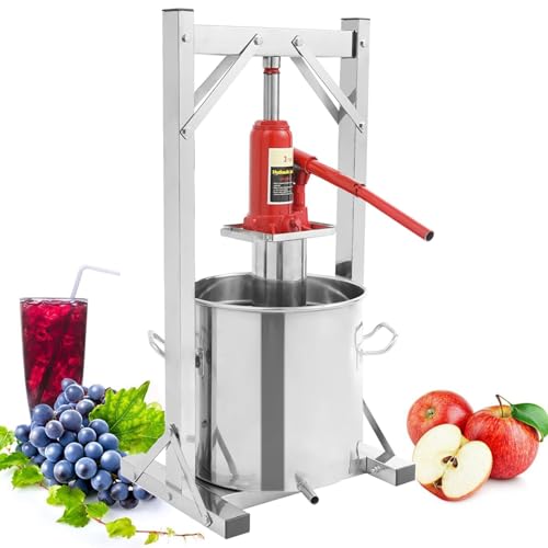 guoyjmm Pressoir à Fruits Hydraulique, Presse à vin en Acier Inoxydable 12/22 L, Presse à vin Manuelle pour Fruits et Vins, Presse Hydraulique pour Presser Le Vin de Riz, Le Miel, Les Légumes,22L