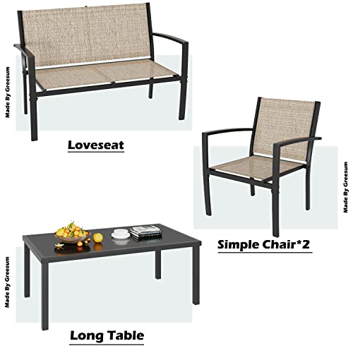 image for Greesum 4 Pieces Patio Furniture Set, Outdoor Conversation Sets for Pa
