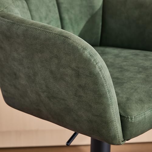Butacos ajustables de barra, juego de 4 unidades, taburetes giratorios con respaldo y brazos, altura regulable de 24'' a 33'', tapizados en cuero sintético, estilo moderno para cocina, bar o comedor, color verde miniatura 4