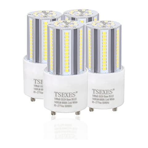 TSEXES Gu24 LED Light Bulb,10W Equivalent 100W,Gu24 Base,1400 Lumens,6000K Cool White,360 Degree Beam Angle,A19 CFL Replacement,4 Pack Cover