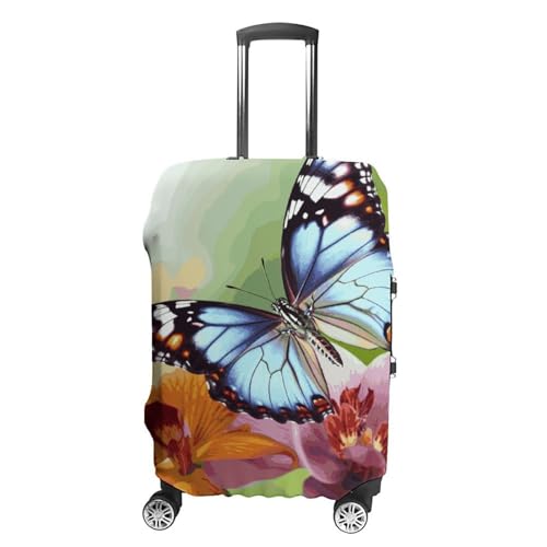 Flower Butterfly Printed Luggage Cover Protector, Fits 18-32 Inch Luggage