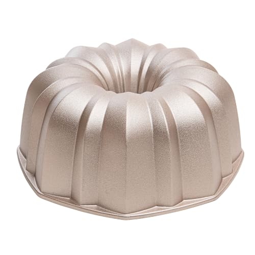 Miniatura 10 de Erreke Molde Bizcocho Horno, Molde Tarta, Doble Capa Antiadherente, Aluminio Fundido Resistente, Savarín Cocción Uniforme, Repostería, Color Oro Rosa, 24cm, 2 Litros, Flow