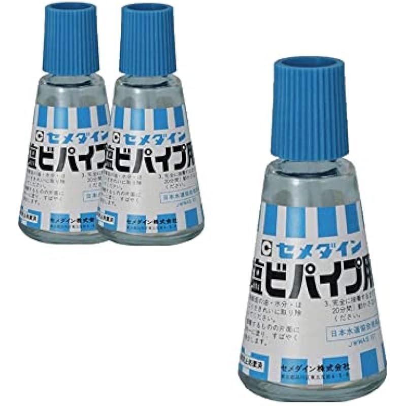 Cemedine PVC 파이프 접착제, 명확한, 30ml, 하드 CA-123, 3 세트