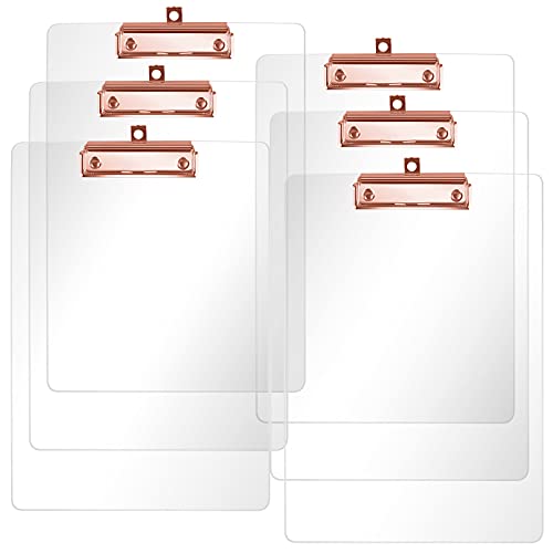 Porte-blocs acrylique transparents A4 à clip or rose ultra résistant