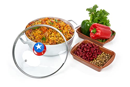 Imusa Usa Limited Edition Puerto Rico"Boricua" Themed Caldero 3.7Qt With Glass Lid & Unique Knob,Silver,Gau-80139 #TOP5
