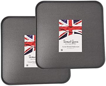 2X 31cm Square Oven Baking Tray, Superior Double Coated Non Stick, Made in England
